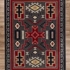 American Dakota Textiles Voices Collection: Double Cross Gray Area Rugs