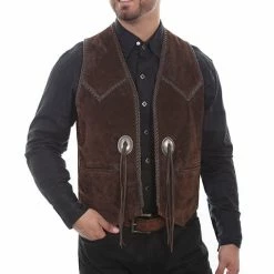 Scully Leather Company Men's Leather Vest Collection: Scully Western Suede With Handlacing