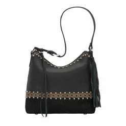 American West Handbags Ladies' American West Handbag Wild Horses Collection: Leather Zip Top Shoulder Hair On Hide
