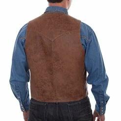 Scully Leather Company Men's Leather Vest Collection: Scully Western Brown Button Front