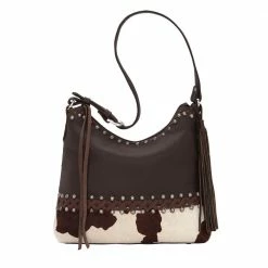 American West Handbags Ladies' American West Handbag Wild Horses Collection: Leather Zip Top Shoulder Hair On Hide