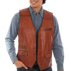 Scully Leather Company Men's Leather Vest Collection: Scully Subtly Darkened Edges