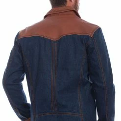 Scully Leather Company Men's Leather Jacket Collection: Scully Western Sporty Denim And Leather Trim