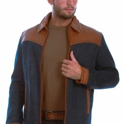 Scully Leather Company Men's Leather Jacket Collection: Scully Western Sporty Denim And Leather Trim