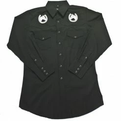 White Horse Apparel Men's Embroidered Western Shirt: White Horse Horseshoes And Horse Heads