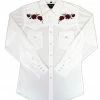 White Horse Apparel Men's Embroidered Western Shirt: White Horse Roses On White 1 White Horse Apparel Men's Embroidered Western Shirt: White Horse Roses On White