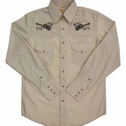 White Horse Apparel Men's Embroidered Western Shirt: White Horse Guitars
