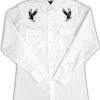White Horse Apparel Men's Embroidered Western Shirt: White Horse Eagle On White