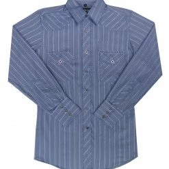 White Horse Apparel Men's Western Shirt: White Horse Stripe Navy Blue