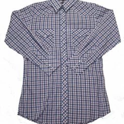 White Horse Apparel Men's Western Shirt: White Horse Plaid Red Blue