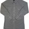 White Horse Apparel Men's Western Shirt: White Horse Plaid Black White