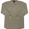 White Horse Apparel Men's Western Shirt: White Horse Plaid Tan Black