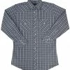White Horse Apparel Men's Western Shirt: White Horse Plaid Blue White 1 White Horse Apparel Men's Western Shirt: White Horse Plaid Blue White