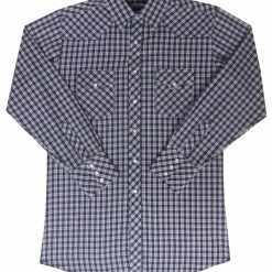 White Horse Apparel Men's Western Shirt: White Horse Plaid Purple Black White