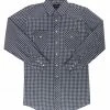 White Horse Apparel Men's Western Shirt: White Horse Plaid Navy White 2 White Horse Apparel Men's Western Shirt: White Horse Plaid Navy White