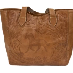 American West Handbags American West Handbag Tooled Collection: Leather Concealed Carry Equestrian Tote Ladies'