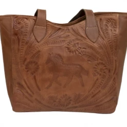 American West Handbags American West Handbag Tooled Collection: Leather Concealed Carry Equestrian Tote Ladies'