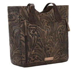 American West Handbags American West Handbag Tooled Collection: Leather Concealed Carry Equestrian Tote Ladies'