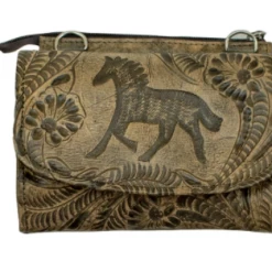 American West Handbags American West Handbag Tooled Collection: Leather Equestrian Crossbody Ladies'