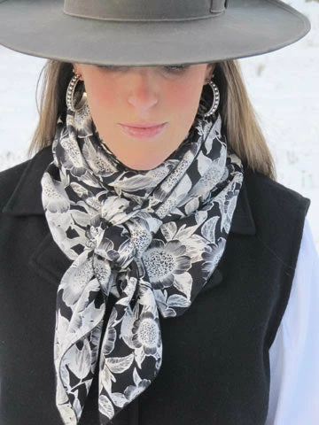Cowboy Images Wild Rags Cowboy Images Accessory: Scarf Charmeuse Dots Black On White 5 Cowboy Images Wild Rags Cowboy Images Accessory: Scarf Charmeuse Dots Black On White