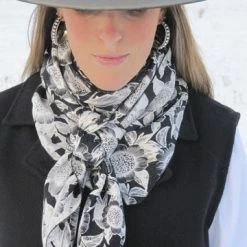 Cowboy Images Wild Rags Cowboy Images Accessory: Scarf Charmeuse Print Western Longhorns