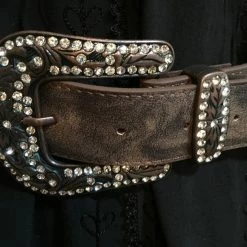 OutWest Shop Western Fashion Belt Accessory: Leather With Rhinestones Ladies'