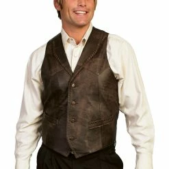 Scully Leather Company Men's Leather Vest Collection Vest: Scully Western Whip Stitch Lamb