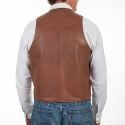 Scully Leather Company Men's Leather Vest Collection Vest: Scully Western Whip Stitch Lamb