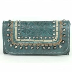 American West Handbags Ladies' American West Handbag Blue Ridge Collection: Leather Tri-Fold Western Wallet