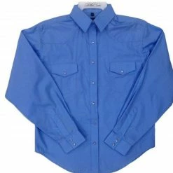 White Horse Apparel Ladies' Women's Western Shirt: White Horse Solid Broadcloth Wedgewood