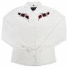 White Horse Apparel Ladies' Women's Embroidered Western Shirt: White Horse Roses