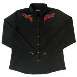 White Horse Apparel Ladies' Women's Embroidered Western Shirt: White Horse Roses