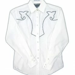 White Horse Apparel Women's Embroidered Western Shirt: White Horse Chain Embroidery