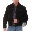 Scully Leather Company Men's Leather Jacket Collection: Scully Western Fringe Suede Zip Front