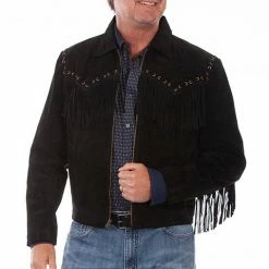 Scully Leather Company Men's Leather Jacket Collection: Scully Western Fringe Suede Zip Front