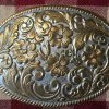 OutWest Shop Ladies' Accessory: Trophy Buckle Pewter And Gold Tone Florals