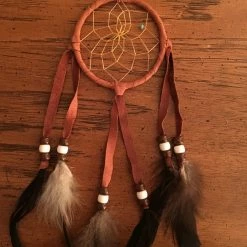 OutWest Shop Authentic Navajo Dream Catcher 3 Inch Tan Wrap