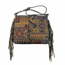 American West Handbags American West Handbag Tapestry: Zip Top Shoulder With Fringe Large Ladies'