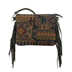 American West Handbags American West Handbag Tapestry Print: Zip Top Crossbody With Fringe Small