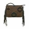 American West Handbags Ladies' American West Handbag Tapestry Print: Zip Top Crossbody With Fringe Small
