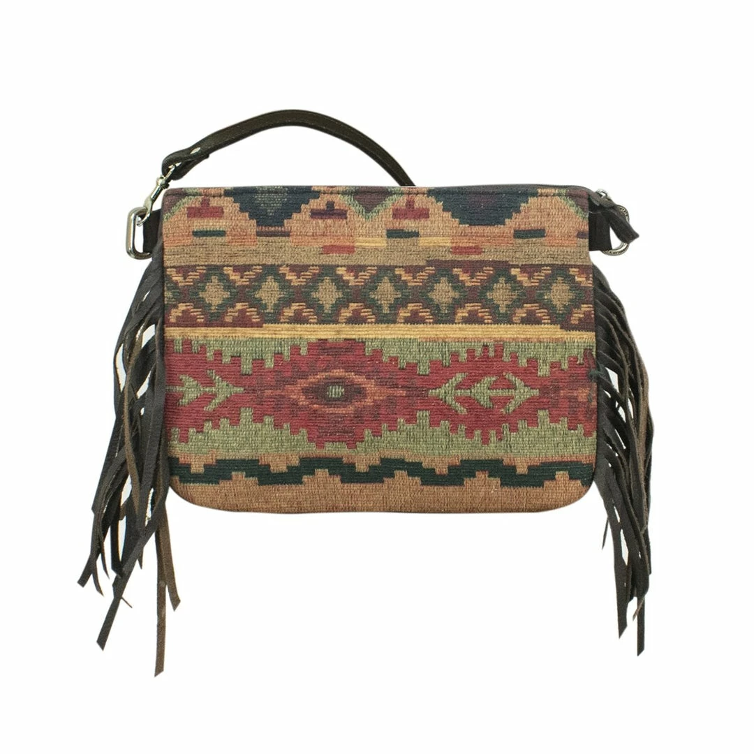American West Handbags American West Handbag Tapestry Print: Zip Top Crossbody With Fringe Small 3 American West Handbags American West Handbag Tapestry Print: Zip Top Crossbody With Fringe Small