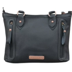 American West Handbags American West Handbag Pendleton Pony Collection: Leather Zip Top Shoulder Satchel Black