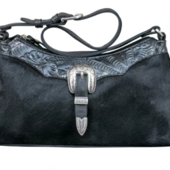 American West Handbags American West Handbag Pendleton Pony Collection: Leather Zip Top Shoulder Black Ladies'