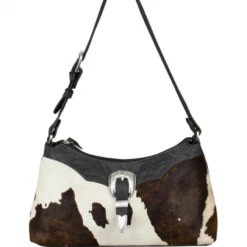 American West Handbags Ladies' American West Handbag Pendleton Pony Collection: Leather Zip Top Shoulder Brown