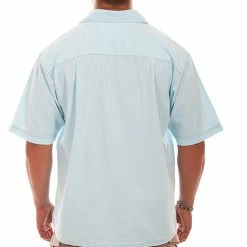 Scully Leather Company Men's Farthest Point Collection Shirt: Short Sleeve Traveler Aqua Sky