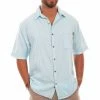 Scully Leather Company Men's Farthest Point Collection Shirt: Short Sleeve Traveler Aqua Sky