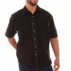 Scully Leather Company Men's Farthest Point Collection Shirt: Short Sleeve Traveler Black