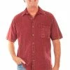 Scully Leather Company Men's Farthest Point Collection Shirt: Short Sleeve Traveler Burgundy