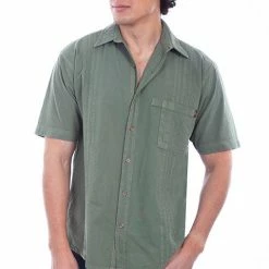 Scully Leather Company Men's Farthest Point Collection Shirt: Short Sleeve Traveler Moss