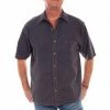 Scully Leather Company Men's Farthest Point Collection Shirt: Short Sleeve Traveler Vallarta Blue